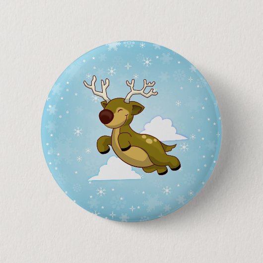 Christmas Flying Rentier Button (Vorderseite)