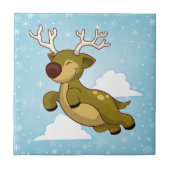 Christmas Flying Rentier Fliese (Vorderseite)