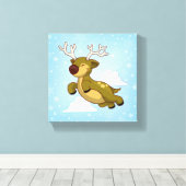 Christmas Flying Rentier Leinwanddruck (Insitu (Holzboden))
