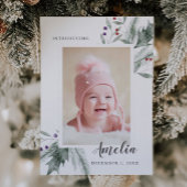 Christmas Foliage Baby Foto Birth Ankündigung