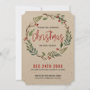 Christmas foliage wreath hand-written typography feiertagskarte