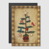 Christmas | Folk Art Tree and Felt Ornamente Magnetkarte (Vorne/Hinten)