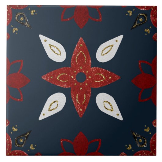 Christmas Folk Nordic Art Fliese (Vorderseite)