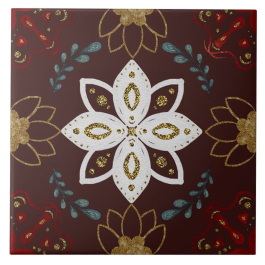 Christmas Folk Nordic Art Fliese (Vorderseite)