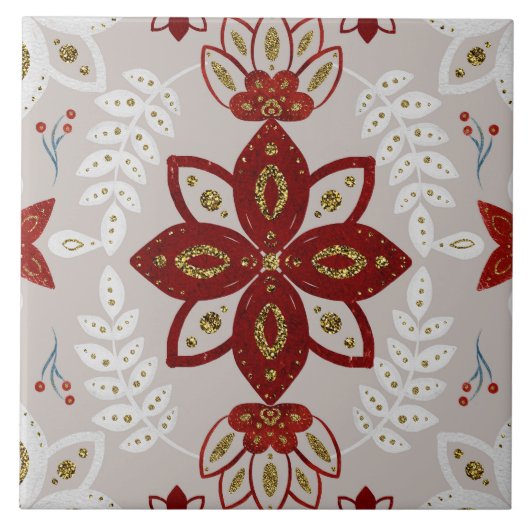 Christmas Folk Nordic Art Fliese (Vorderseite)