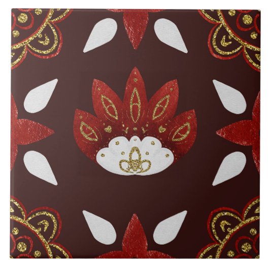 Christmas Folk Nordic Art Fliese (Vorderseite)