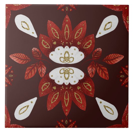 Christmas Folk Nordic Art Fliese (Vorderseite)