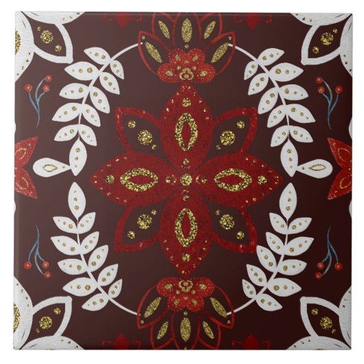 Christmas Folk Nordic Art Fliese (Vorderseite)