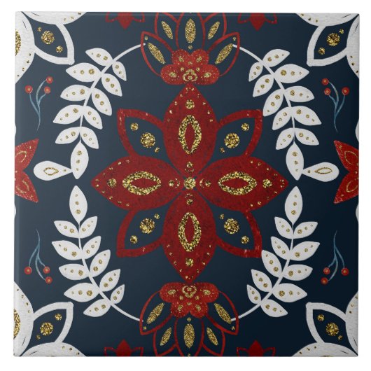 Christmas Folk Nordic Art Fliese (Vorderseite)