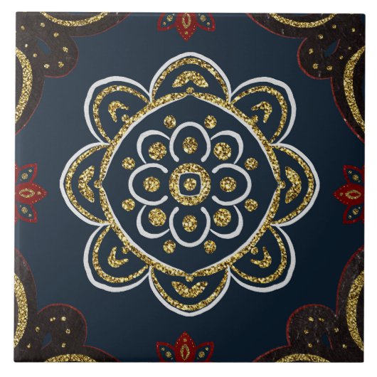 Christmas Folk Nordic Art Fliese (Vorderseite)