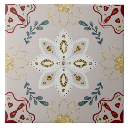 Christmas Folk Nordic Art Fliese (Vorderseite)