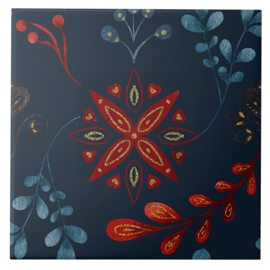 Christmas Folk Nordic Art Fliese (Vorderseite)