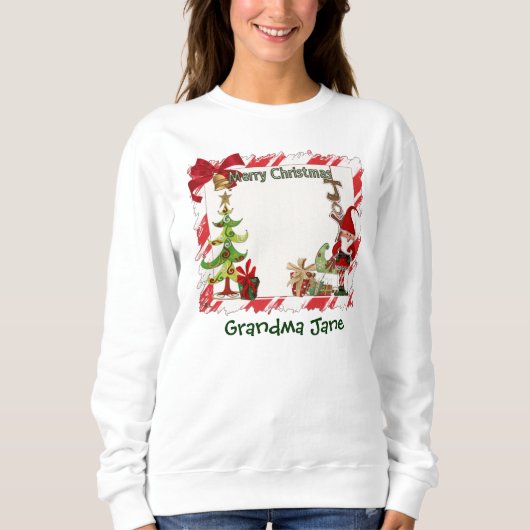 Christmas Folk Whimsey Individuelle Name Sweatshirt (Vorderseite)