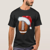 Christmas Football Ball Santa Hat Funny Sport Xmas T-Shirt (Vorderseite)
