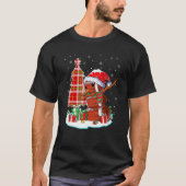 Christmas Football Ball Snowman Dabbing Santa Hat T-Shirt (Vorderseite)