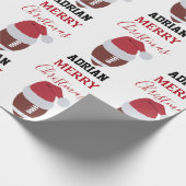 Christmas Football Gridiron Ball Custom Name Geschenkpapier (Ecke)