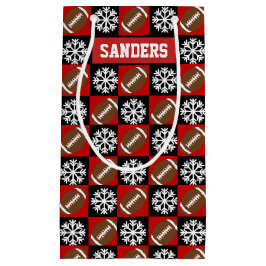 Christmas Football Player Individuelle Name Red &  Kleine Geschenktüte