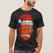Christmas Football Player Santa Hat Xmas Lights Fu T-Shirt (Vorderseite)