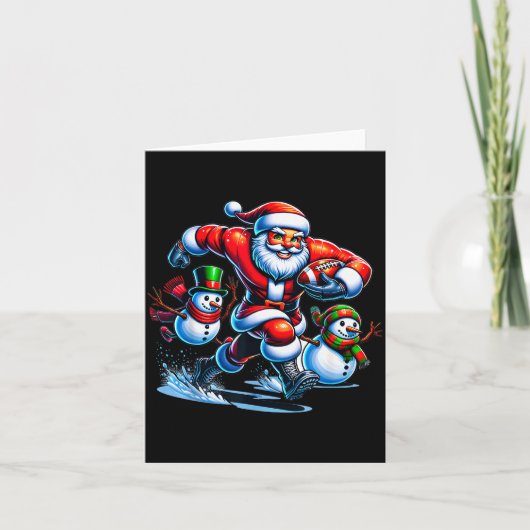 Christmas Football Santa Playing Football Karte (Vorderseite)