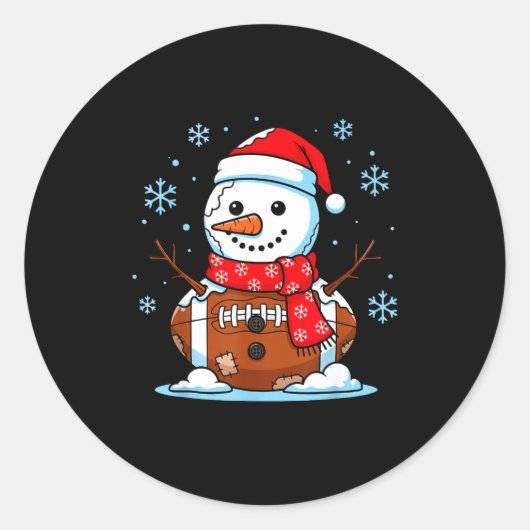 Christmas Football Snowman Kids Football Christmas Runder Aufkleber (Vorderseite)
