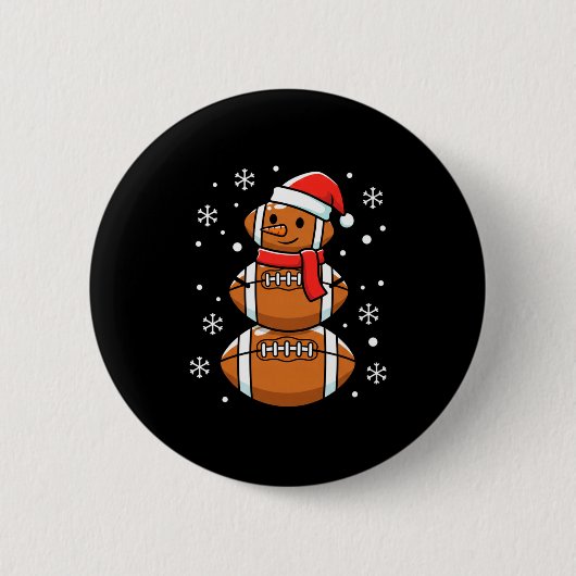 Christmas Football Snowman Santa Hat Funny Xmas Fo Button (Vorderseite)