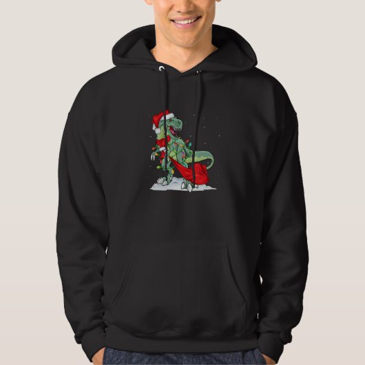 Christmas for men women kids Santa Dinosaur Hoodie (Vorderseite)