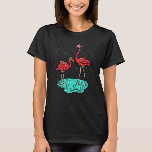 Christmas for men women kids Santa ELF Flamingo T-Shirt (Vorderseite)