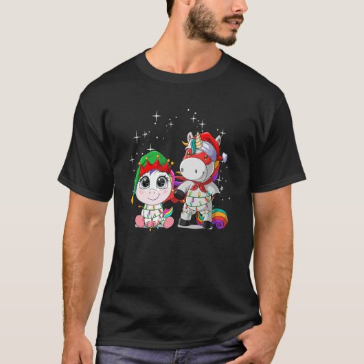 Christmas for men women kids Santa ELF Unicorn T-Shirt (Vorderseite)