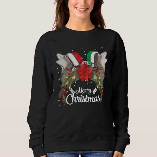 Christmas for men women kids Santa ELF Wolf Sweatshirt (Vorderseite)