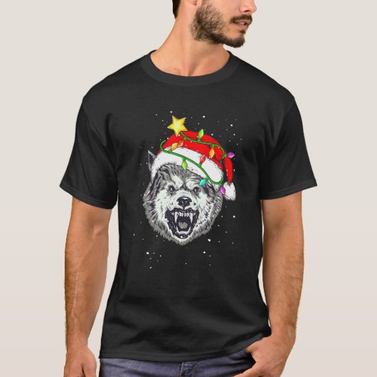Christmas for men women kids Santa Wolf T-Shirt (Vorderseite)