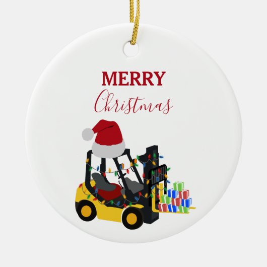 Christmas Forklift Truck Keramik Ornament (Vorne)