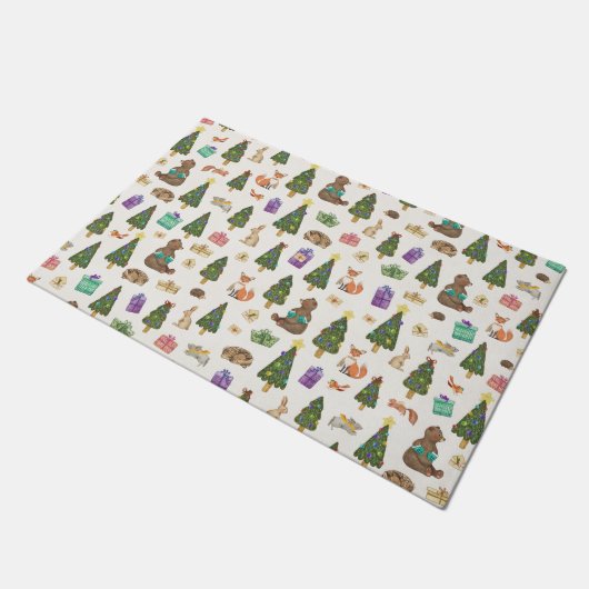 Christmas Forrest Pattern Fußmatte (Schrägansicht)