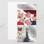 Christmas Foto Card Eiffel Tower Paris Feiertagskarte (Vorne/Hinten)
