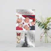 Christmas Foto Card Eiffel Tower Paris Feiertagskarte (Stehend Vorderseite)