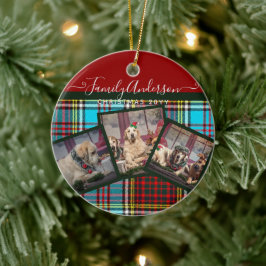 CHRISTMAS FOTO GIFT - Anderson Tartan Collage Keramik Ornament