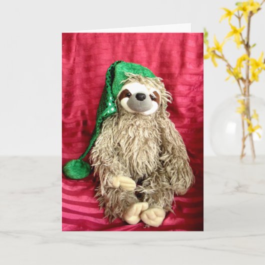 Christmas Foto Sloth Karte (Gelbe Blume)