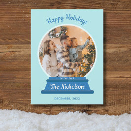 CHRISTMAS FOTO SNOW GLOBE FEIERTAGSPOSTKARTE