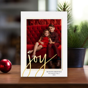 Christmas Foto Vertical - Script Gold JOY - Folien Feiertagskarte