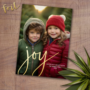 Christmas Foto Vertical - Script Gold JOY - Folien Feiertagskarte