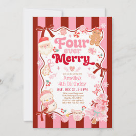 Christmas Four Ever Merry 4th Birthday Invitation Einladung