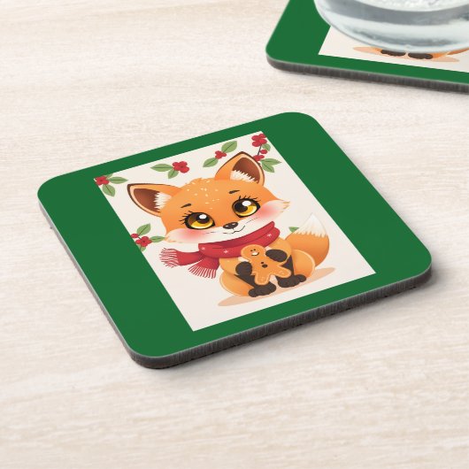 Christmas Fox decor Getränkeuntersetzer (Linke Seite)