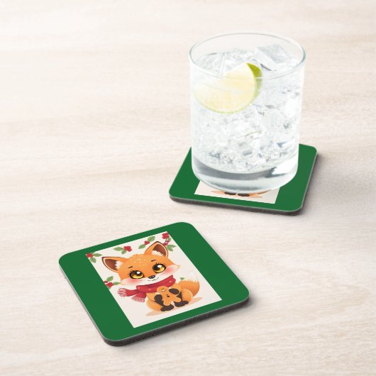 Christmas Fox decor Getränkeuntersetzer (Rechte Seite)