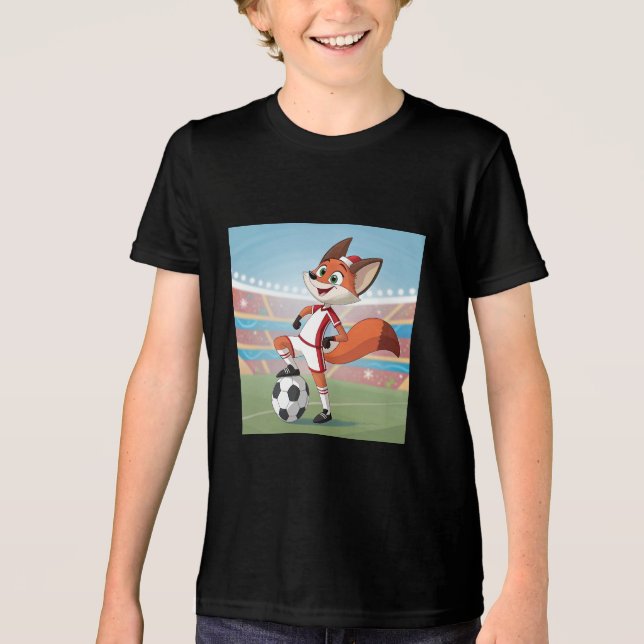 Christmas Fox Playing Football Tri-Blend Shirt (Vorderseite)