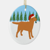 Christmas Fox Red Labrador Weihnachtsmannmütze Keramik Ornament (Rechts)