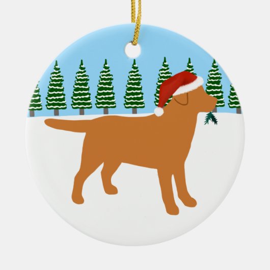 Christmas Fox Red Labrador Weihnachtsmannmütze Keramik Ornament (Vorne)