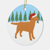 Christmas Fox Red Labrador Weihnachtsmannmütze Keramik Ornament (Links)