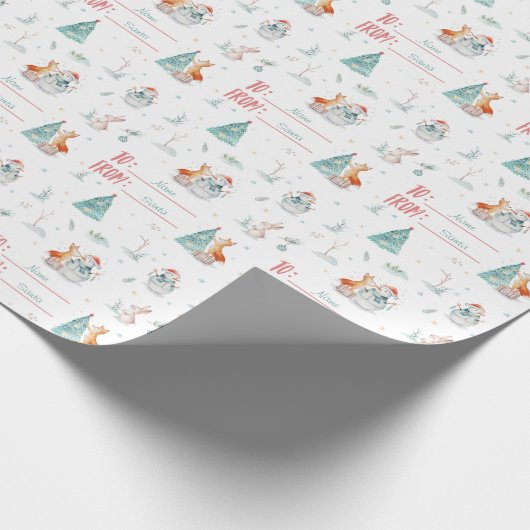 Christmas Fox Snowman Benutzerdefiniert zu und von Geschenkpapier (Ecke)