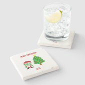 Christmas FrankenCheese Marble Stone Untersetzer (Seitenansicht)