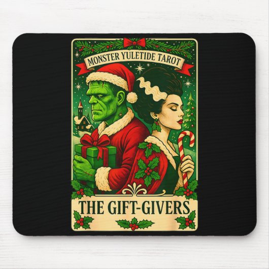 Christmas Frankenstein And Bride The Lovers Tarot Mousepad (Vorne)