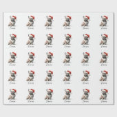 Christmas French Bull Dog Weihnachtsmannmütze Geschenkpapier (Flach)